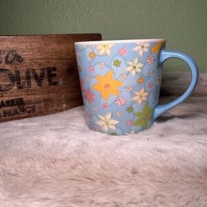 Starbucks Spring Time Floral Mug 16oz Blue Pink Yellow White Flower 2005